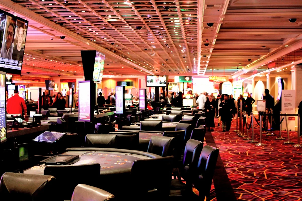 Casino gaming table with poker chips representing iGaming industry link building by White Hat Works